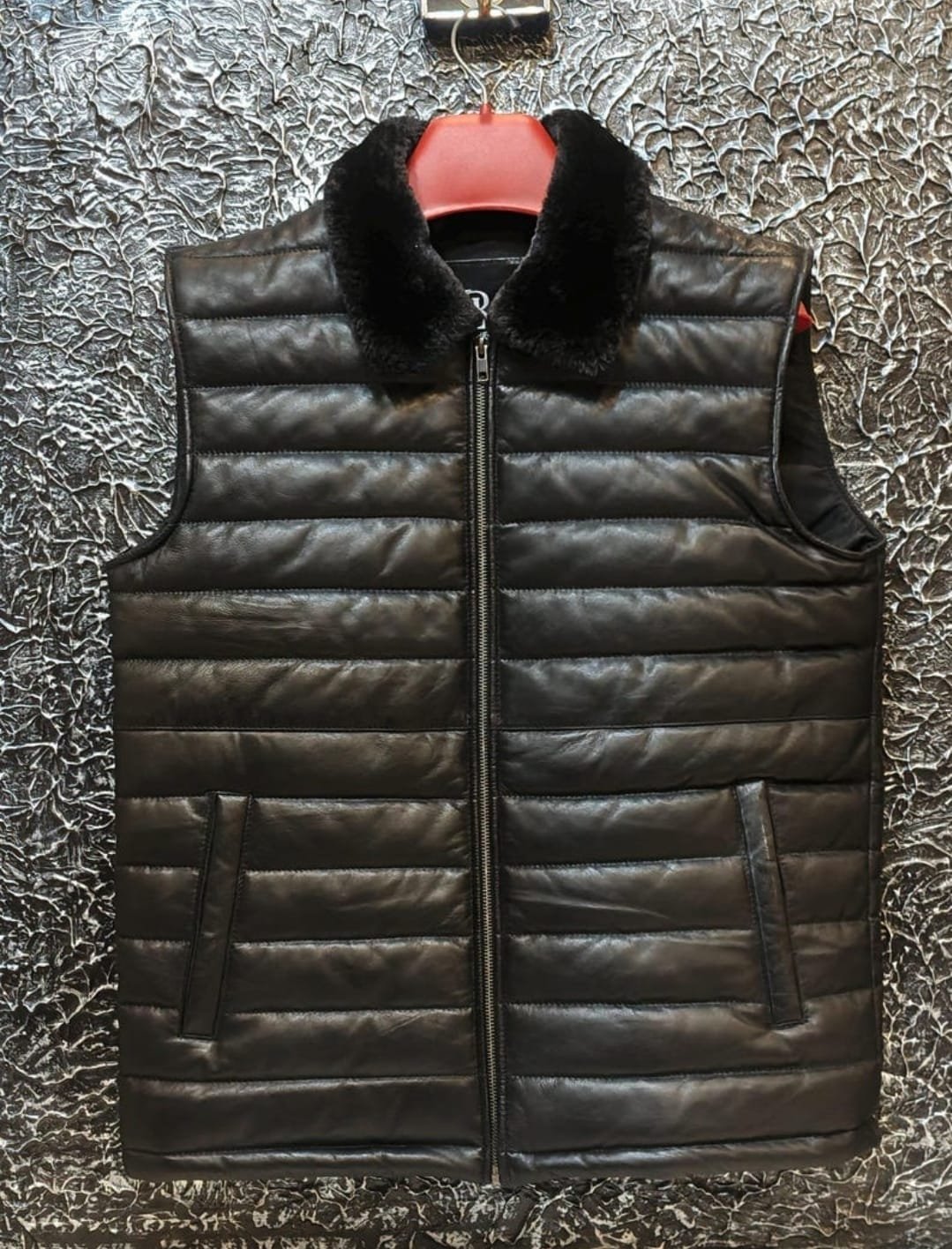 Leather Puffer Vest for men