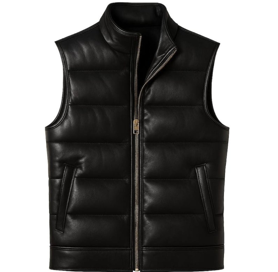 Sheep Leather Puffer Vest for Men