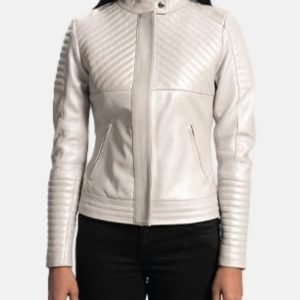 Ice Maiden Silver Leather Biker Jacket